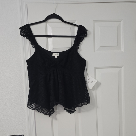 Black Lace Women Top Sz Xl Nwt - Picture 1 of 6